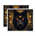 (2 Pack) Celestial Wolf Magnets - Mystic Gold Stars - Spiritual Animal Decor - Esoteric Pagan Fridge Accent - 5 Inches On Longest Side - Thick Durable Magnet - Made in USA - MAG36682