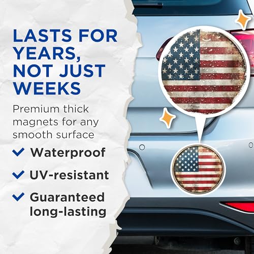 (2 Pack) Patriotic USA Decor Magnet - Rustic Americana Art - 5" On Longest Side - Sticks to Smooth Flat Surfaces - Made in USA - MAG10047