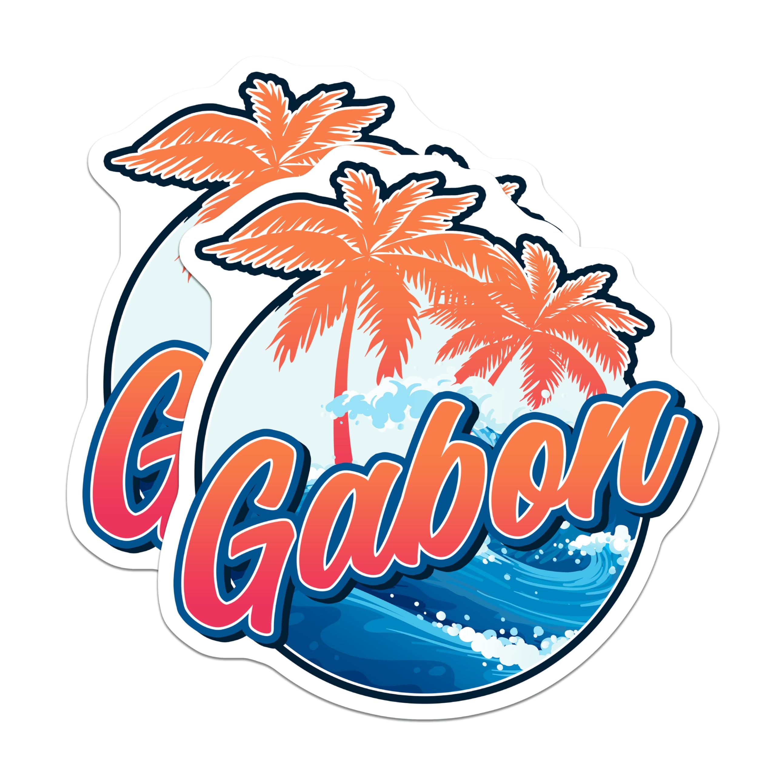 (2 Pack) Gabon Magnets - Tropical Island - Travel Souvenir - 5" On Longest Side - Premium Magnet - for Cars, Refrigerators, Toolboxes, Lockers - Made in USA - MAG17830
