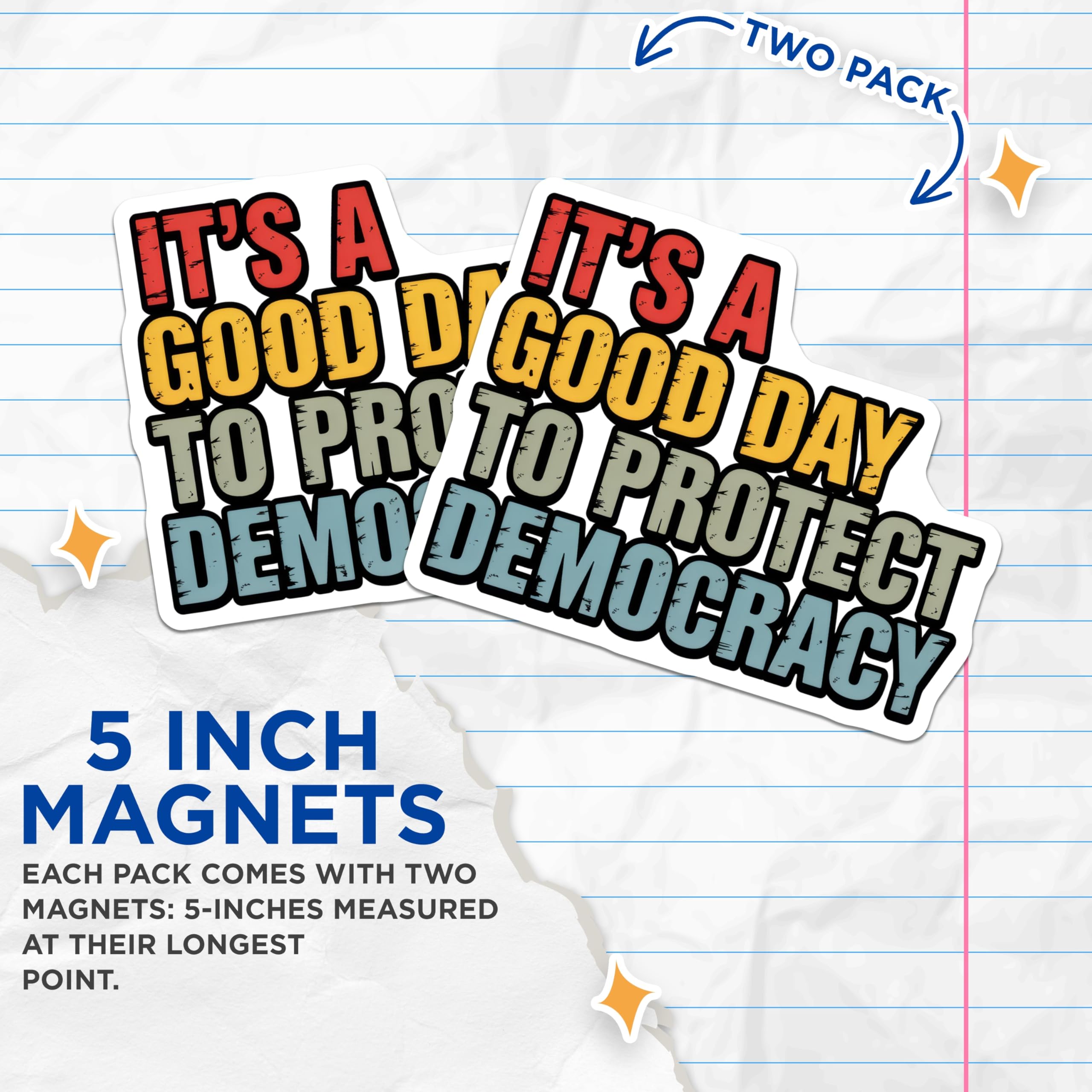 (2 Pack) Protect Democracy Magnets - Political Activism - Fridge Magnets - 5" On Longest Side - Premium Magnet - for Cars, Refrigerators, Toolboxes, Lockers - Made in USA - MAG16056