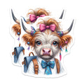 (2 Pack) Cute Highland Cow Magnets - Kawaii Calf Locker Decor - Farm Animal Kitchen Magnet for Refrigerator Home - Teacher Student Back to - 5" - Thick Durable Magnet - Made in USA - MAG39389
