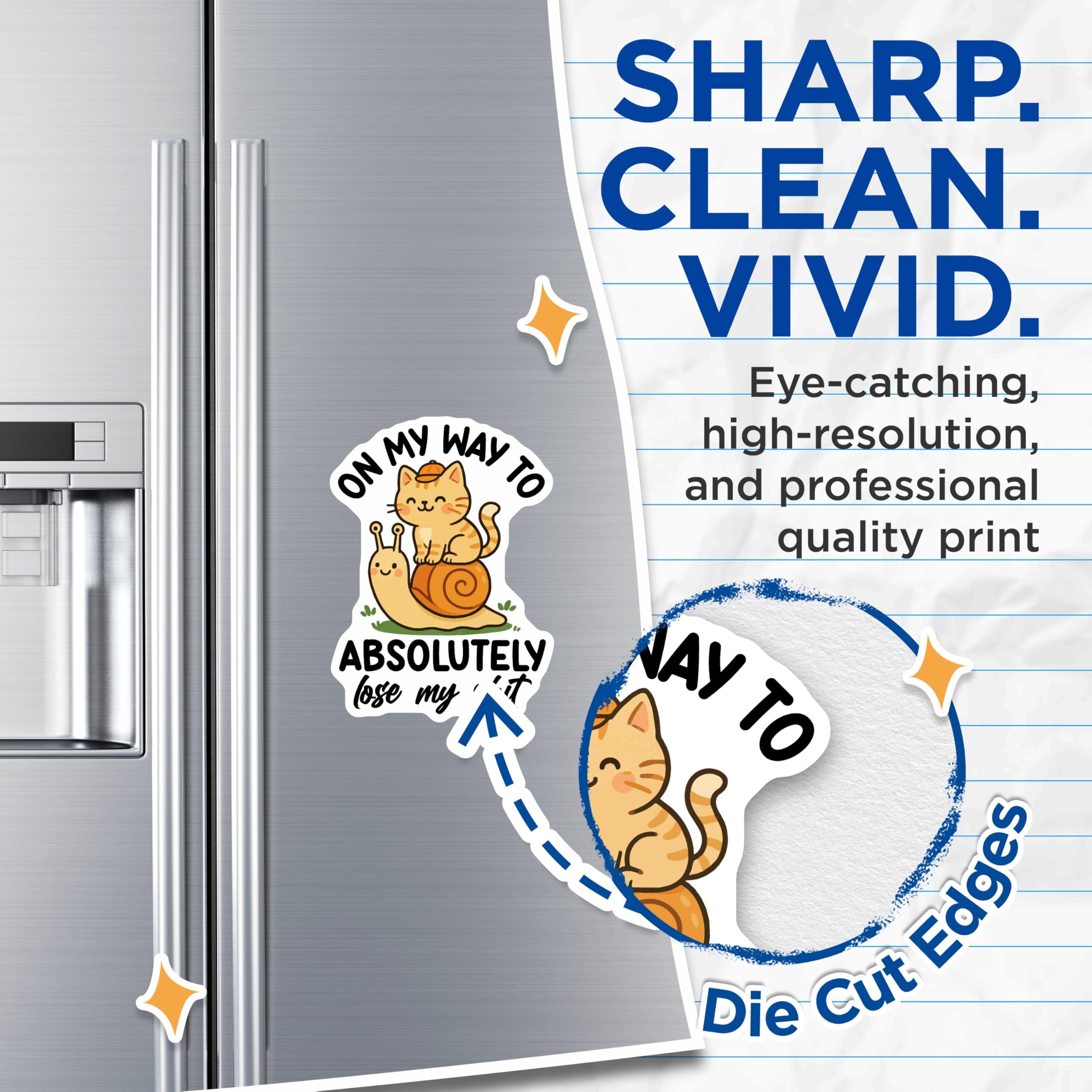 (2 Pack) Funny Cat Magnets - Snail Riding Tabby - Losing My Mind Refrigerator Magnets - 5" On Longest Side - Premium Magnet - for Cars, Refrigerators, Toolboxes, Lockers - Made in USA - MAG14504