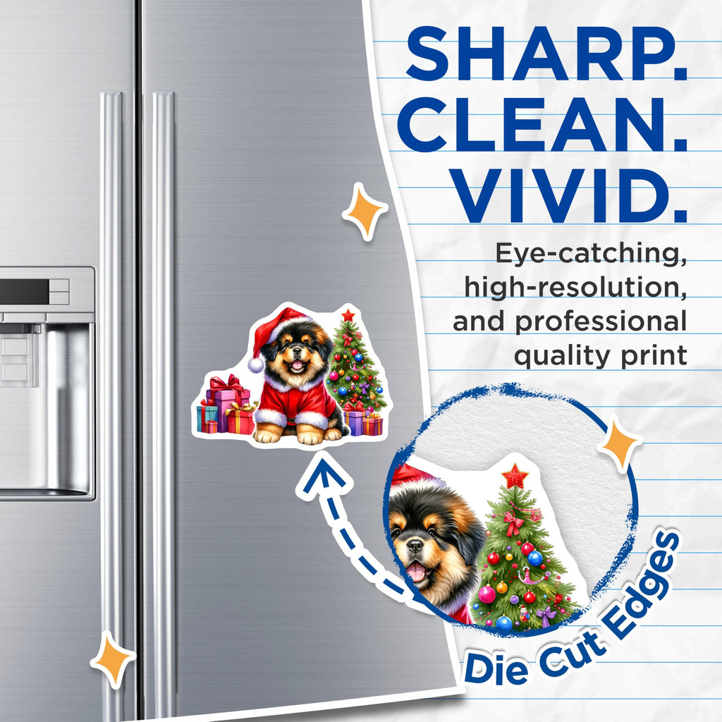 (2 Pack) Christmas Puppy Magnets - Santa Dog Decor - Holiday Kitchen Accents for Pet Lovers - 5 Inches On Longest Side - Thick Durable Magnet - Made in USA - MAG30294