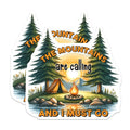 (2 Pack) The Mountains are Calling Stickers - Nature Camping Adventure Stickers - Outdoor Enthusiast Decal - 5" On Longest Side - Sticks to Any Smooth Flat Surface - Made in USA - BMCS3270