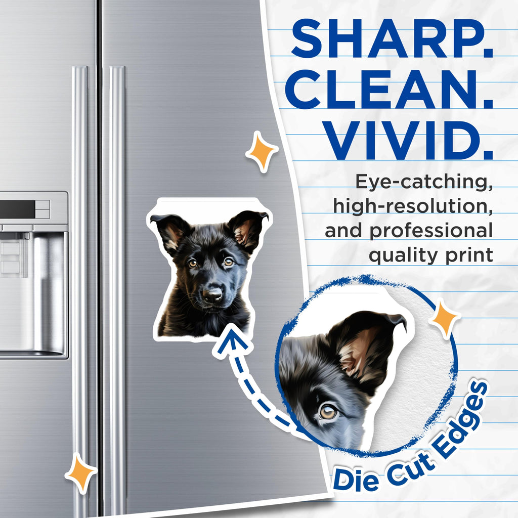 (2 Pack) Black Puppy Magnets - Cute Pet Lover Refrigerator Decor - German Shepherd Dog Owner Display - 5 Inches On Longest Side - Thick Durable Magnet - Made in USA - MAG26059