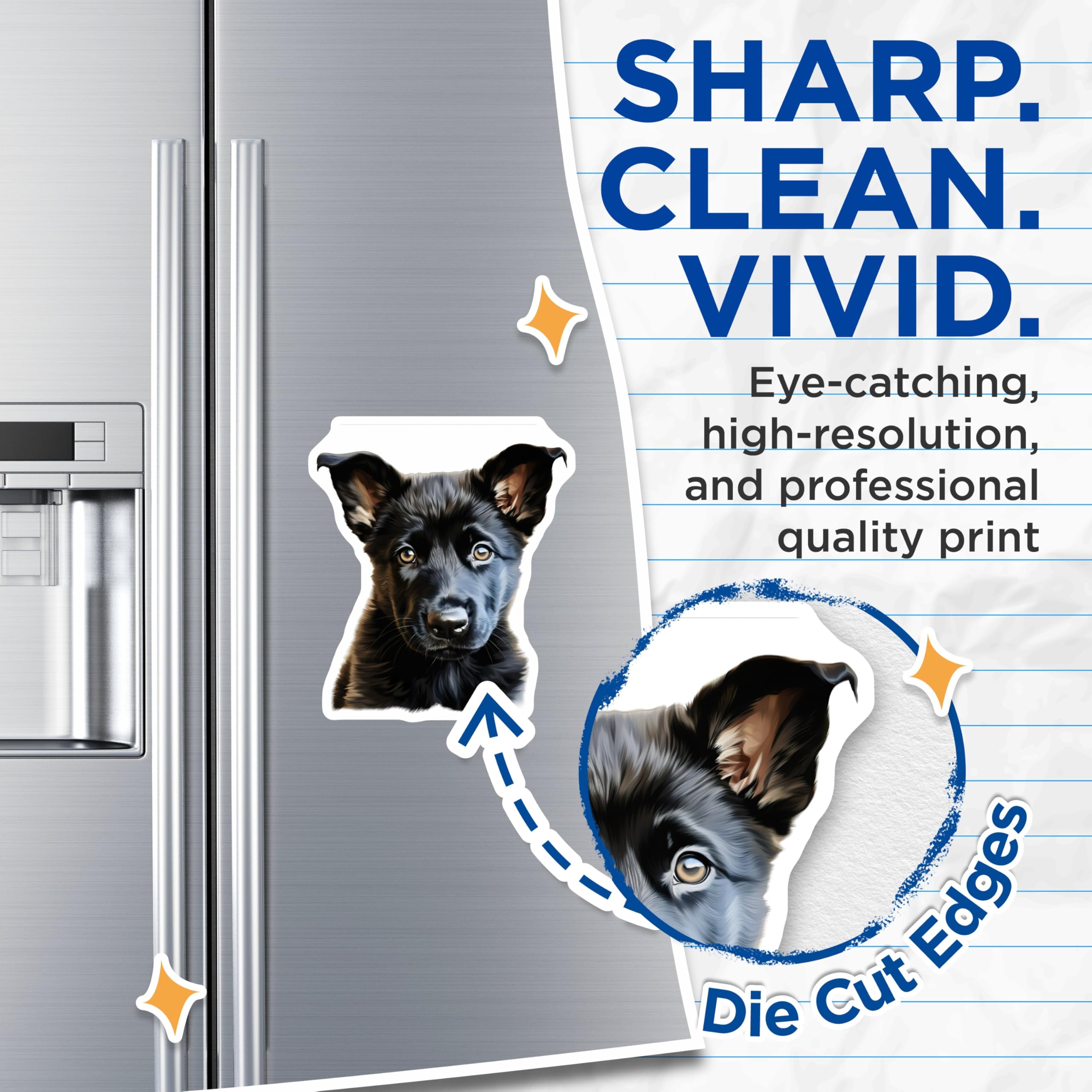 (2 Pack) Black Puppy Magnets - Cute Pet Lover Refrigerator Decor - German Shepherd Dog Owner Display - 5 Inches On Longest Side - Thick Durable Magnet - Made in USA - MAG26059