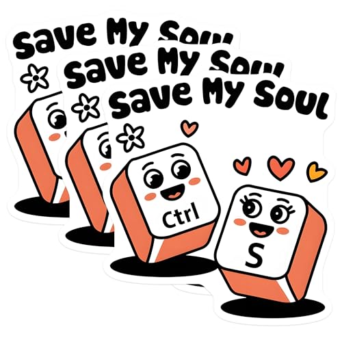 (3 Pack) Ctrl S Save My Soul Decals - Funny Computer Keyboard Stickers - Cute Laptop Decals - 3 Inches On Longest Side - Easy Peel & Apply - Made in USA - 3MCS6193