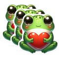 (3 Pack) Frog Heart Decals - Cute Frog Sticker - Laptop Decals - 3 Inches On Longest Side - Easy Peel & Apply - Made in USA - 3MCS2449