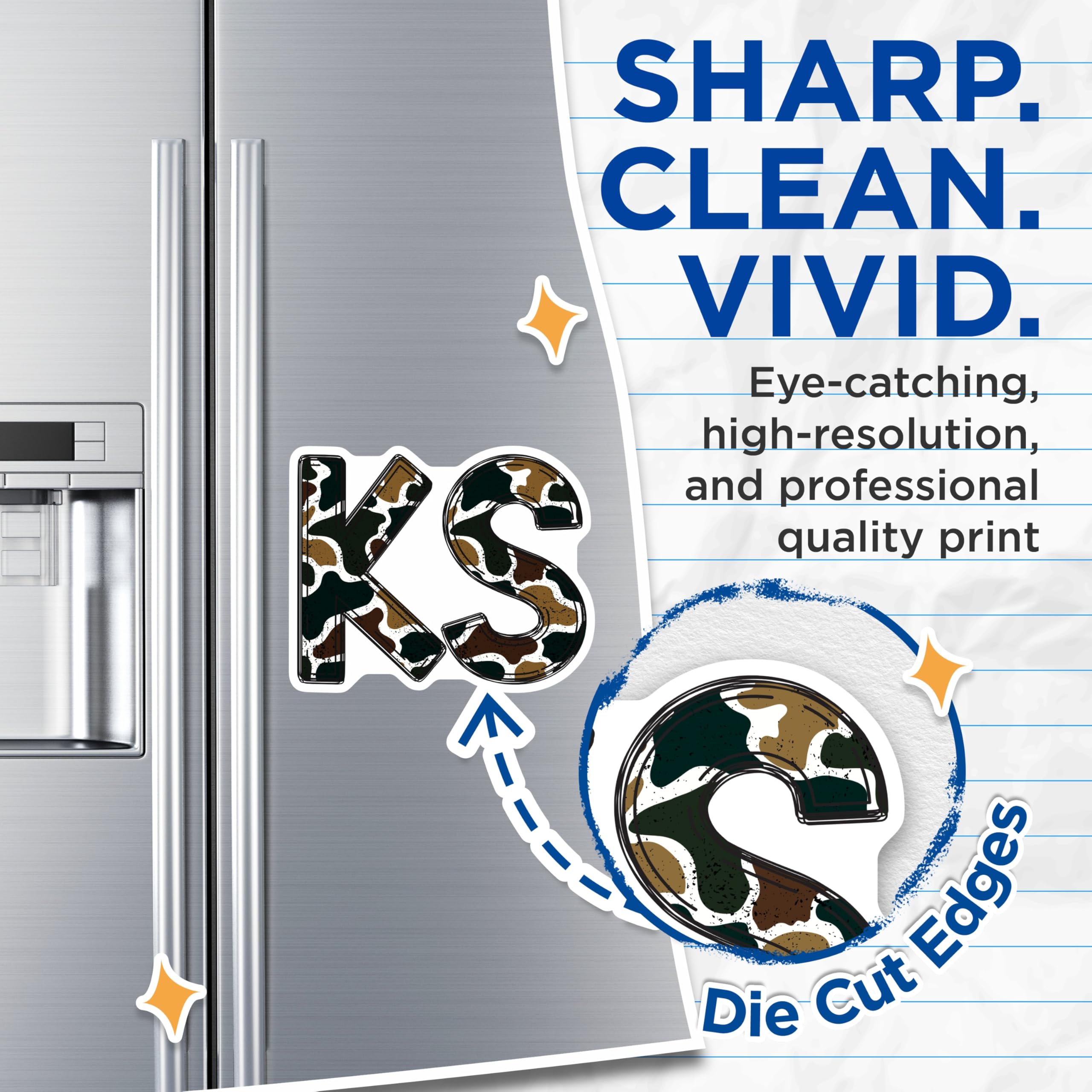(2 Pack) Camouflage KS Initials Magnets - Military Style Refrigerator Decor - Personalized KS Letter Magnet Pair - 5 Inches On Longest Side - Thick Durable Magnet - Made in USA - MAG22735