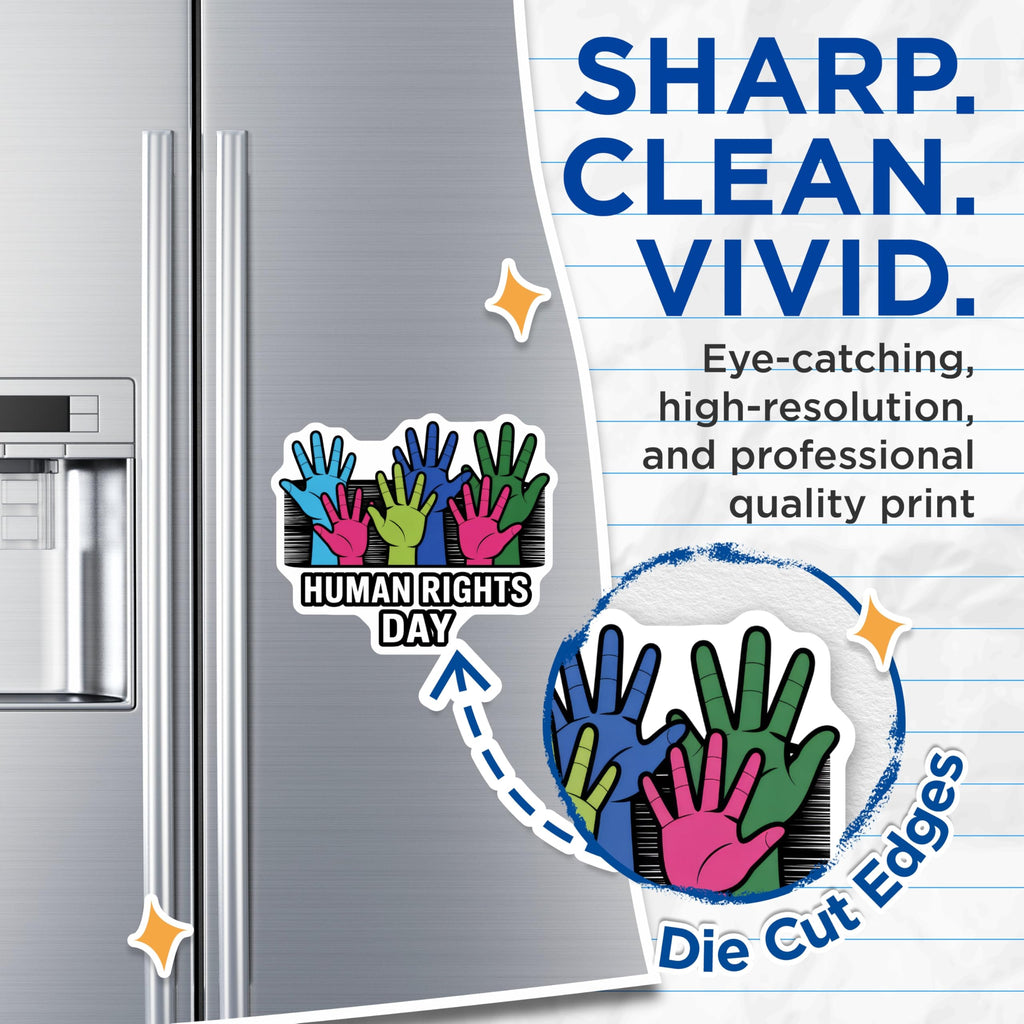 (2 Pack) Human Rights Day Magnets - Colorful Hands Design - Awareness Magnets - 5" On Longest Side - Premium Magnet - for Cars, Refrigerators, Toolboxes, Lockers - Made in USA - MAG14562