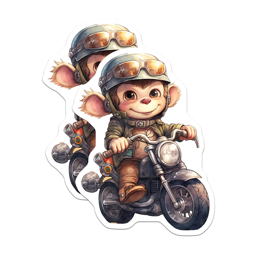 (2 Pack) Monkey Biker Magnets - Motorcycle Lover Decor - Funny Animal Magnets - 5" On Longest Side - Premium Magnet - for Cars, Refrigerators, Toolboxes, Lockers - Made in USA - MAG16888