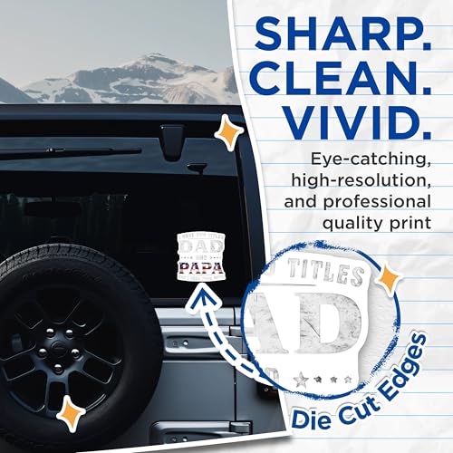 (2 Pack) Dad Stickers - 5" On Longest Side - Sticks to Smooth Flat Surfaces - Made in USA - BMCS8894 - BMCS8894