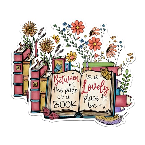 (2 Pack) Book Lovers Stickers - Bookworm - Reading - Inspirational Quotes - Butterfly - 5" On Longest Side - Sticks to Any Smooth Flat Surface - Made in USA - BMCS2865