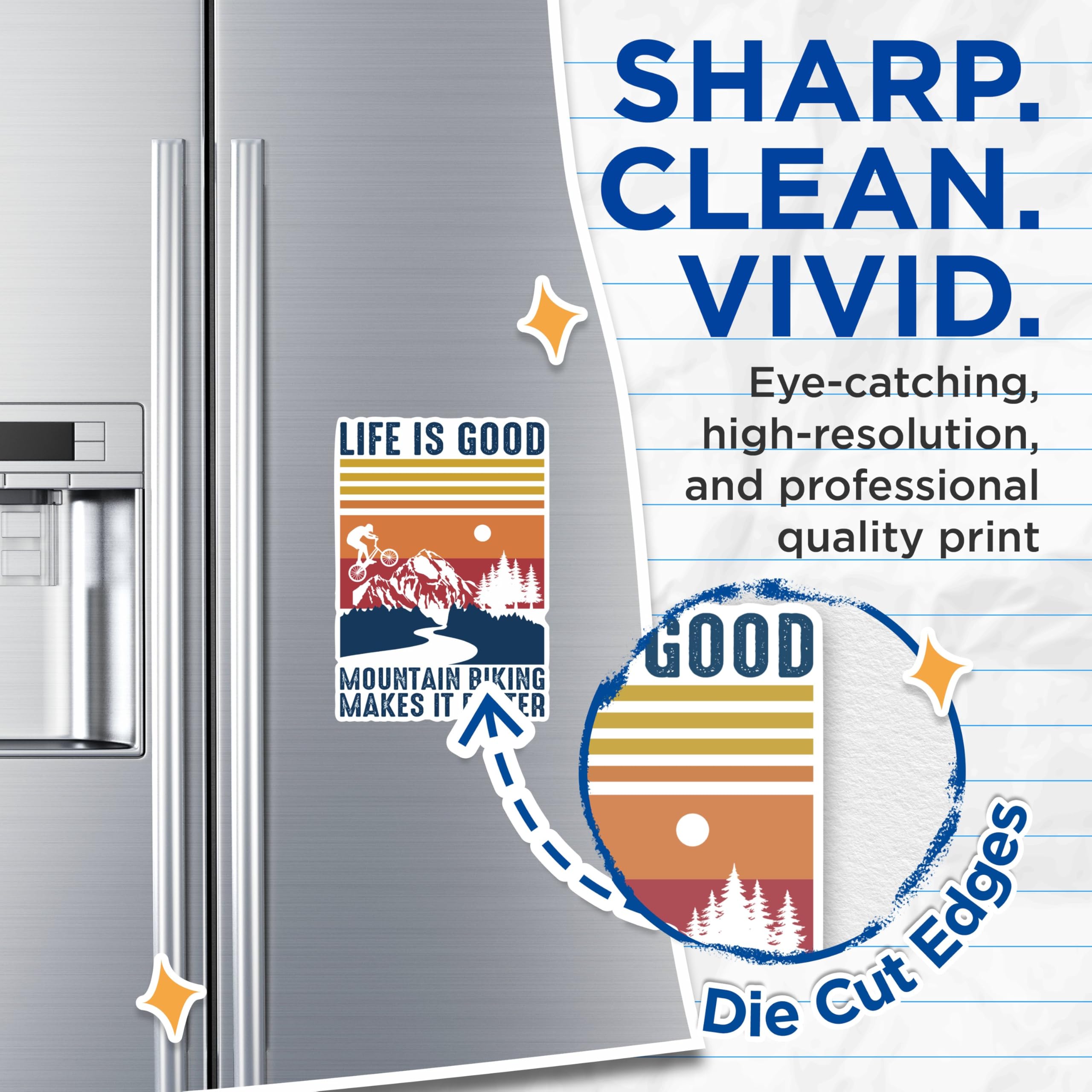 (2 Packs) Life is Good Mountain Biking Makes It Better Magnets - Mountain Biking Magnets - 5 Inches On Longest Side - Premium Magnet - for Fridges, Toolboxes, Cars - Made in USA - MAG2337