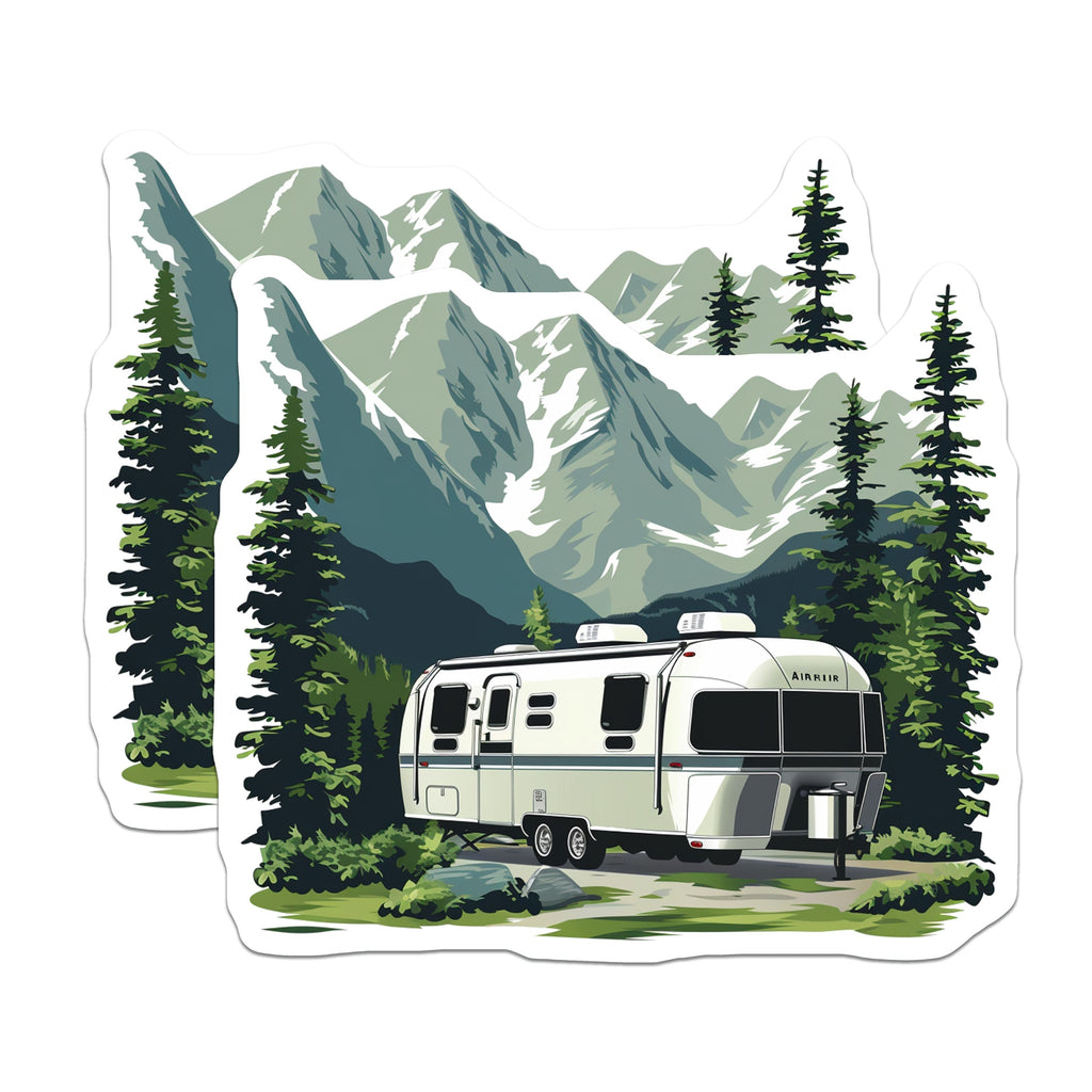 (2 Pack) RV Camping Magnets - Mountain Landscape Outdoor Adventure Trailer Decor - Fridge Decor Camper Nature Decor - 5" - Durable Magnet - Made in USA - MAG38134