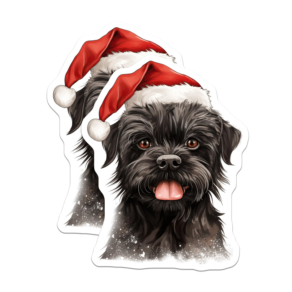 (2 Pack) Black Dog Christmas Magnets - Santa Hat Pet Lover Decor - Winter Puppy Refrigerator Magnet - 5 Inches On Longest Side - Thick Durable Magnet - Made in USA - MAG26467