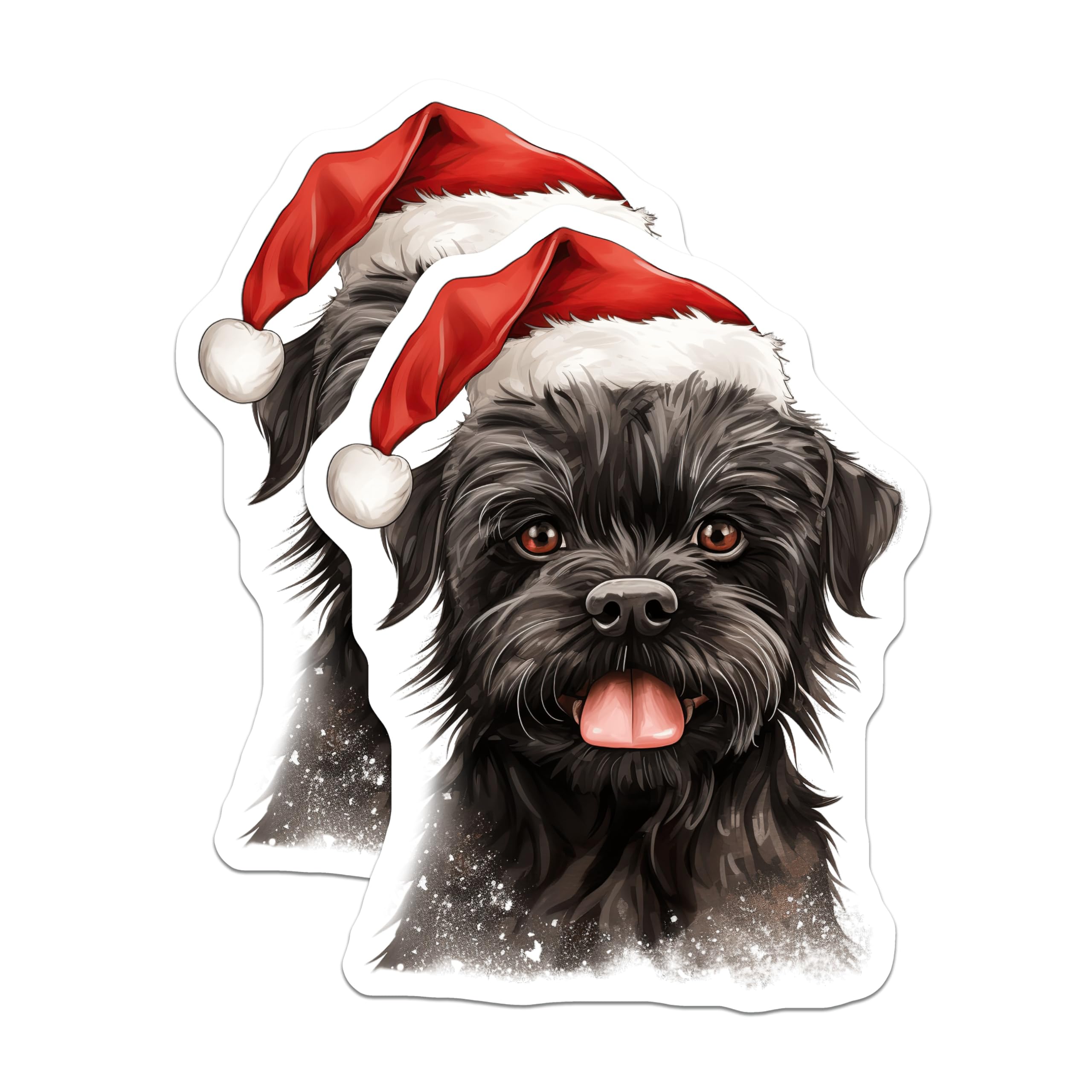 (2 Pack) Black Dog Christmas Magnets - Santa Hat Pet Lover Decor - Winter Puppy Refrigerator Magnet - 5 Inches On Longest Side - Thick Durable Magnet - Made in USA - MAG26467