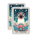 (2 Pack) Cat Tarot Stickers - Whimsical Cat Stickers - Floral Cat Decoration Stickers - 5" On Longest Side - Sticks to Smooth Flat Surfaces - Made in USA - BMCS5523