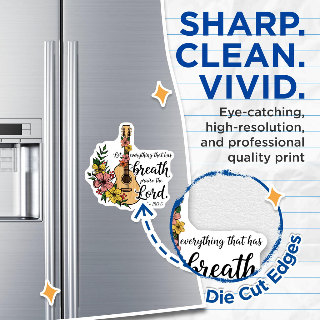 (2 Pack) Christian Guitar Magnets - Psalm 150-6 - Religious Fridge Decors - 5" On Longest Side - Premium Magnet - for Cars, Refrigerators, Toolboxes, Lockers - Made in USA - MAG16253