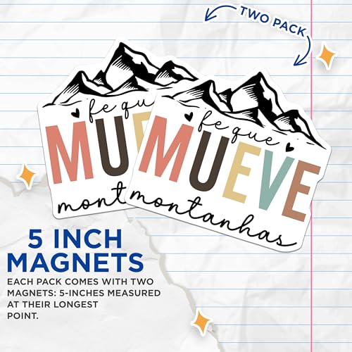 (2 Pack) Faith That Moves Mountains Magnets - Inspirational Quotes - Motivational Magnets for Home Office - 5" On Longest Side - for Cars, Fridges, Toolboxes - Made in USA - MAG3868