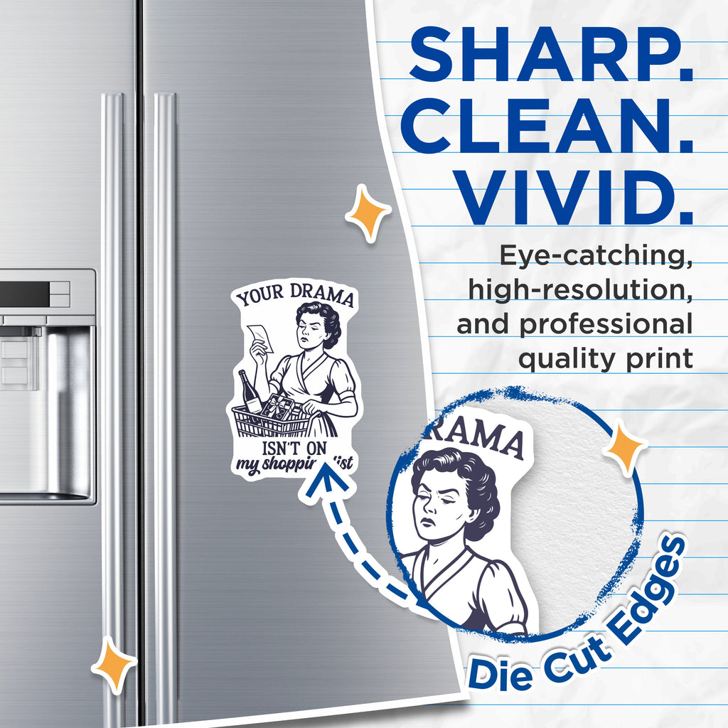 (2 Pack) Sarcastic Shopping List Magnets - Funny Retro Woman Saying - Drama Free Kitchen Fridge Decor - 5 Inches On Longest Side - Thick Durable Magnet - Made in USA - MAG39882