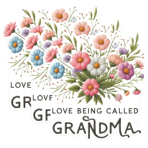 (3 Pack) Grandma Flower Decals - Love Being Called Grandma - Floral Laptop Decals - 3 Inches On Longest Side - Easy Peel & Apply - Made in USA - 3MCS1421