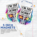 (2 Pack) Funny Skeleton Magnets - Rainbow Skeleton Magnet - Humorous Fat Skinny Magnet - 5" On Longest Side - for Cars, Fridges, Toolboxes - Made in USA - MAG4403
