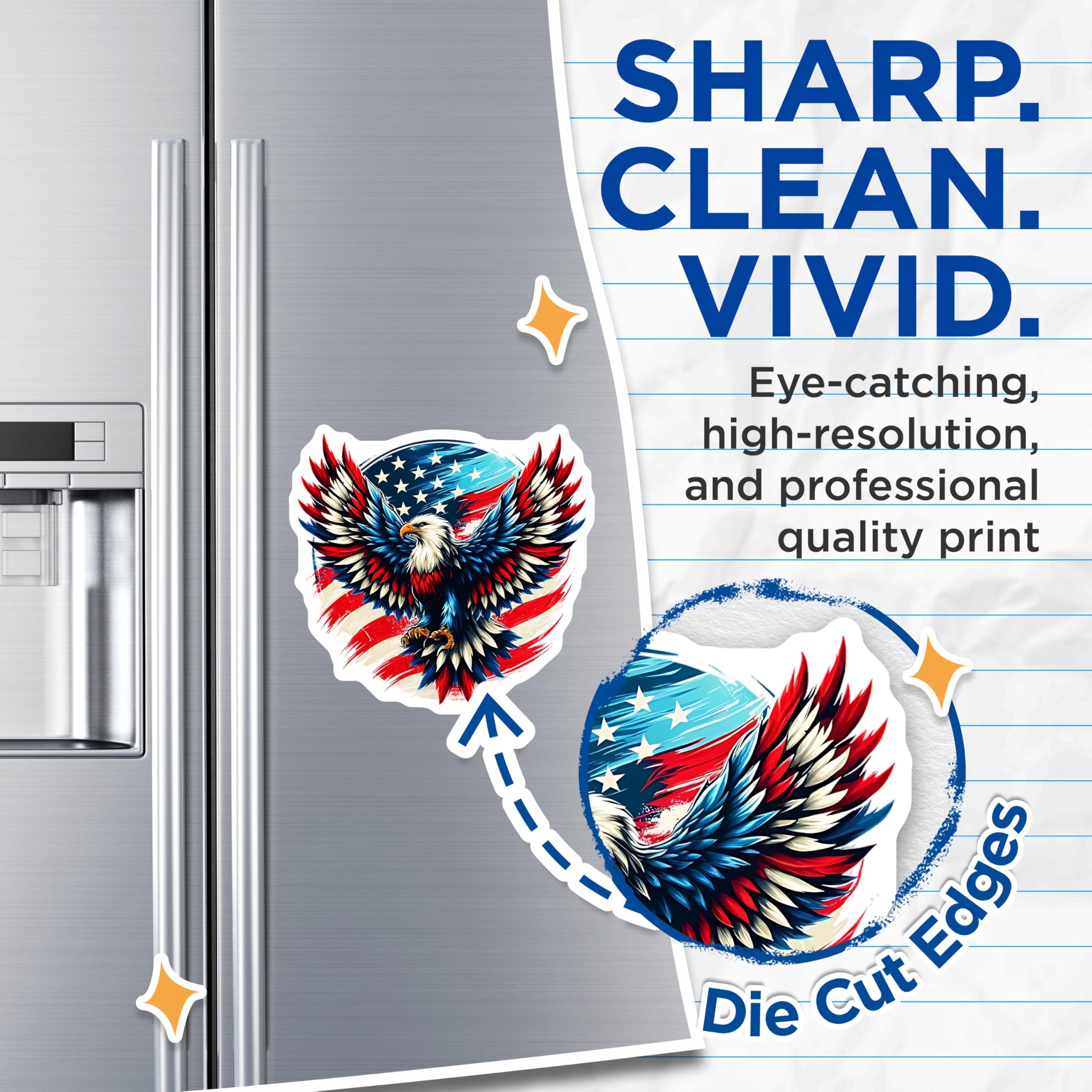 (2 Pack) American Eagle Magnets - Patriotic Decor - USA Pride Fridge Magnets - 5" On Longest Side - Premium Magnet - for Cars, Refrigerators, Toolboxes, Lockers - Made in USA - MAG15777