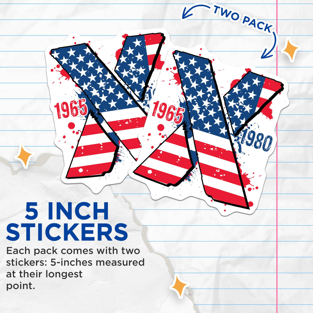 (2 Pack) Gen X Stickers - Retro Generation X Design - 80s and 90s Nostalgia Stickers - Vintage Patriotic Stickers - 5" On Longest Side - Sticks to Smooth Flat Surfaces - Made in USA - BMCS4761
