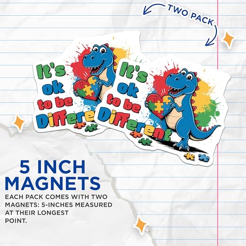 (2 Pack) Motivational Dinosaur Decor Magnet - 5" On Longest Side - Sticks to Smooth Flat Surfaces - Made in USA - MAG9693