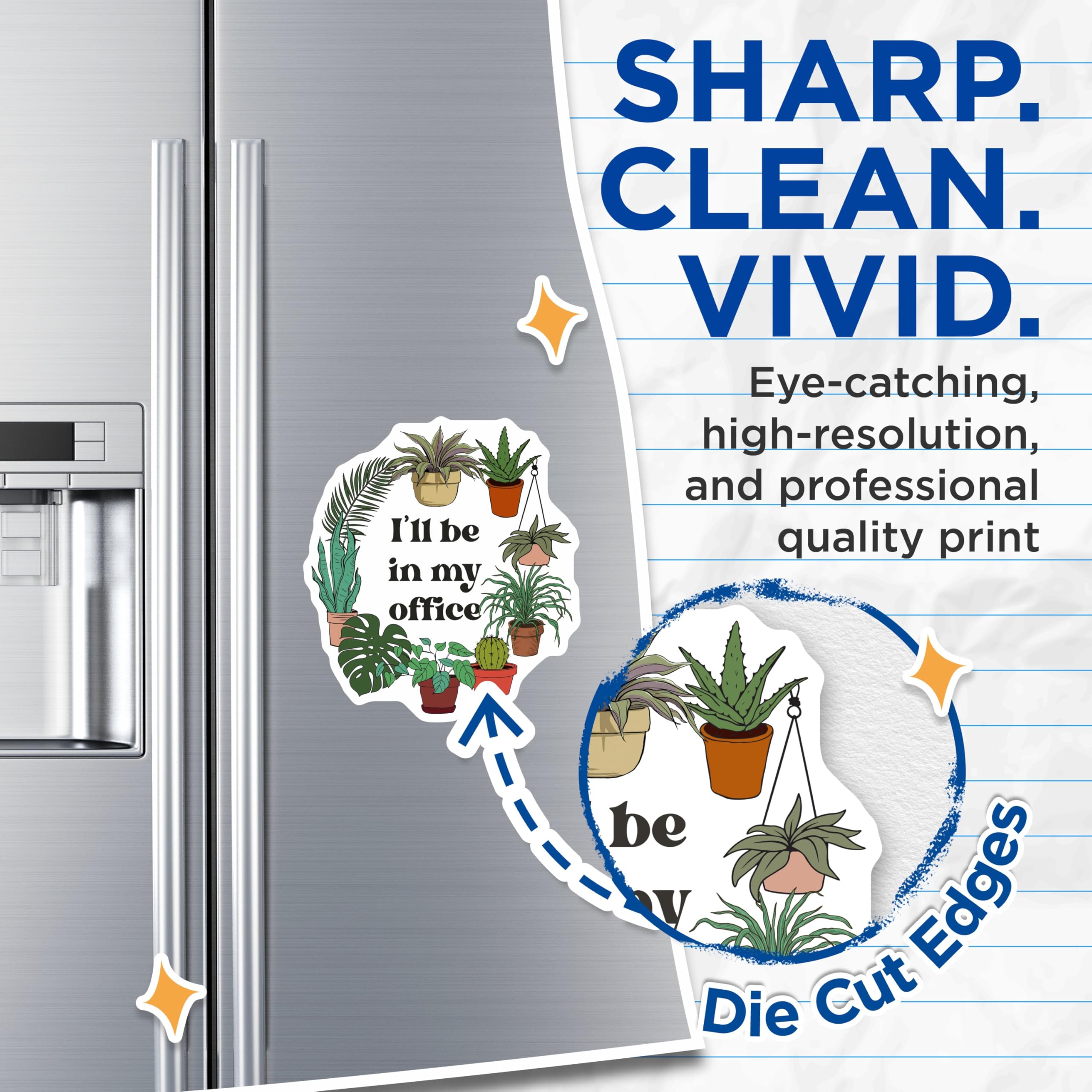 (2 Pack) Plant Office Magnets - Home Office Decor - Botanical Illustration Magnet - 5" On Longest Side - Premium Magnet - for Cars, Refrigerators, Toolboxes, Lockers - Made in USA - MAG17706