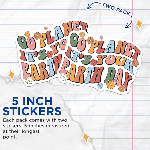 (2 Pack) Eco Friendly Message Stickers - Environmental Awareness Decals - 5" On Longest Side - Sticks to Smooth Flat Surfaces - Made in USA - BMCS8720 - BMCS8720