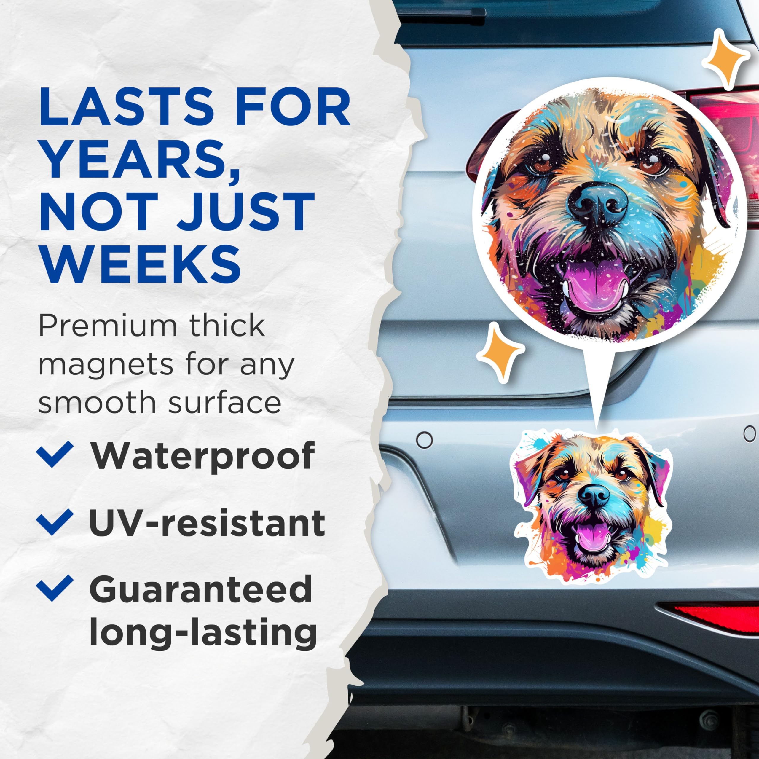 (2 Pack) Border Terrier Dog Breed Magnets - 5 Inches On Longest Side - Choose from Over 100 Dog Breeds - for Cars, Refrigerators, Toolboxes - Made in USA - MAG1785