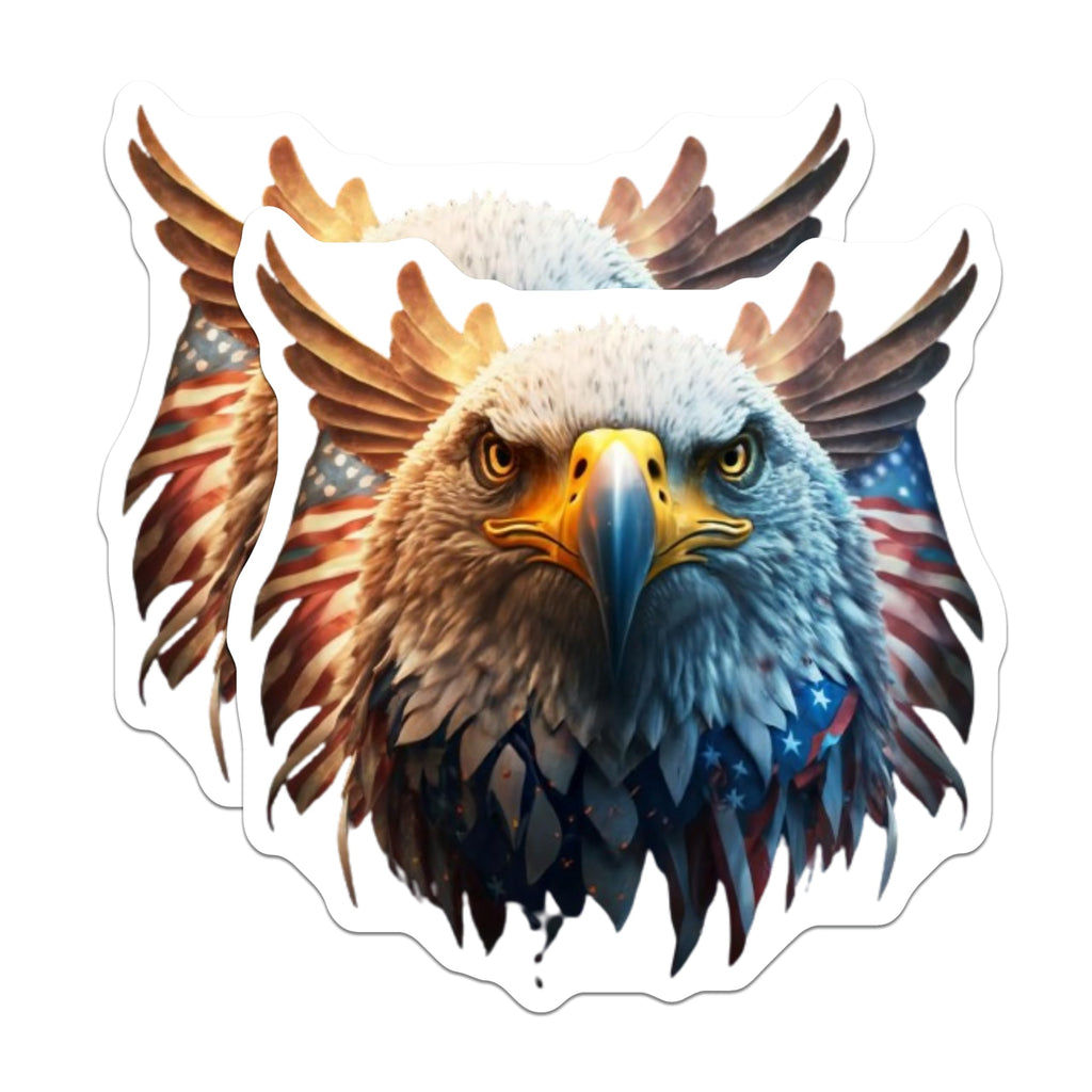 (2 Pack) Bald Eagle Magnets - American Flag Design - Patriotic USA Symbol - Independence Day Decor - Veterans Day Tribute - 5 Inches On Longest Side - Thick Durable Magnet - Made in USA - MAG22017