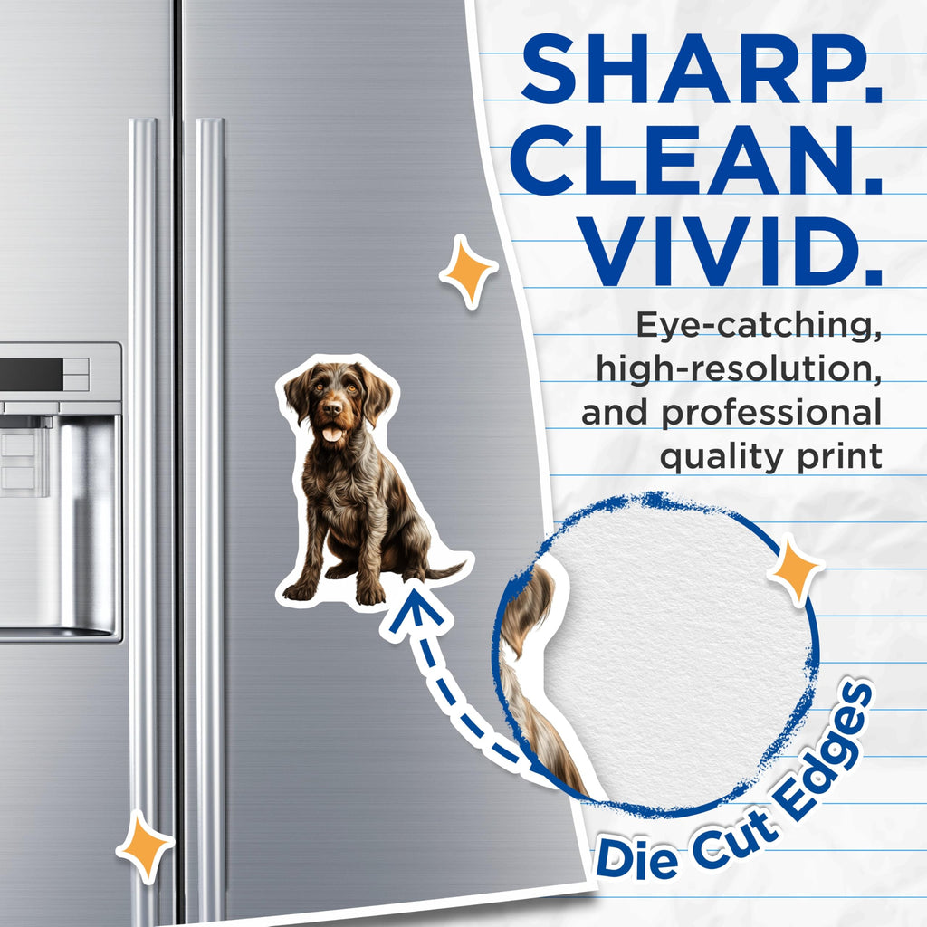 (2 Pack) Wirehaired Pointing Griffon Magnets - Hunting Dog Magnets - Canine Animal Art Decor - 5 Inches On Longest Side - Thick Durable Magnet - Made in USA - MAG24097