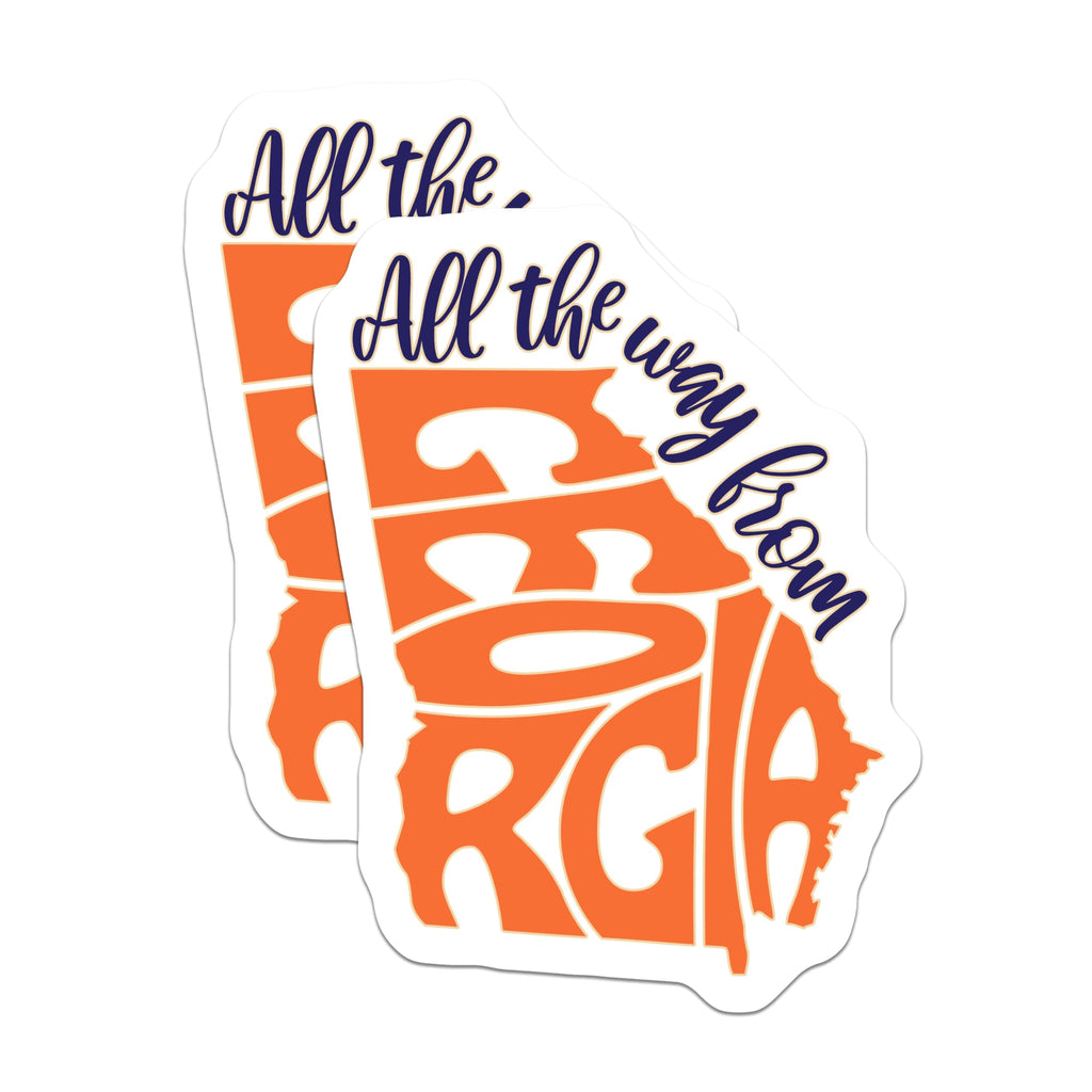 (2 Pack) Georgia Stickers - All The Way from Georgia - State Pride Stickers - 5" On Longest Side - Sticks to Smooth Flat Surfaces - Made in USA - BMCS17543
