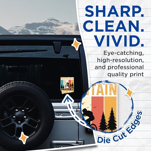 (2 Packs) Mountain Biker Stickers - Mountain Biking Decals - 5 Inches On Longest Side - Premium Vinyl Decal - Sticks to Any Smooth Flat Surface - Made in USA - BMCS2361