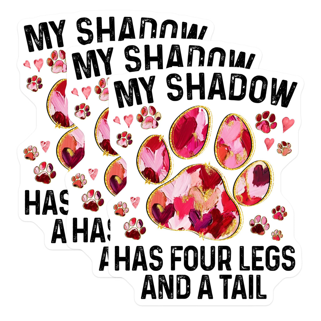 (3 Pack) Dog Shadow Decals - Paw Print Hearts - Pet Lover Laptop Decals - 3 Inches On Longest Side - Easy Peel & Apply - Made in USA - 3MCS4653