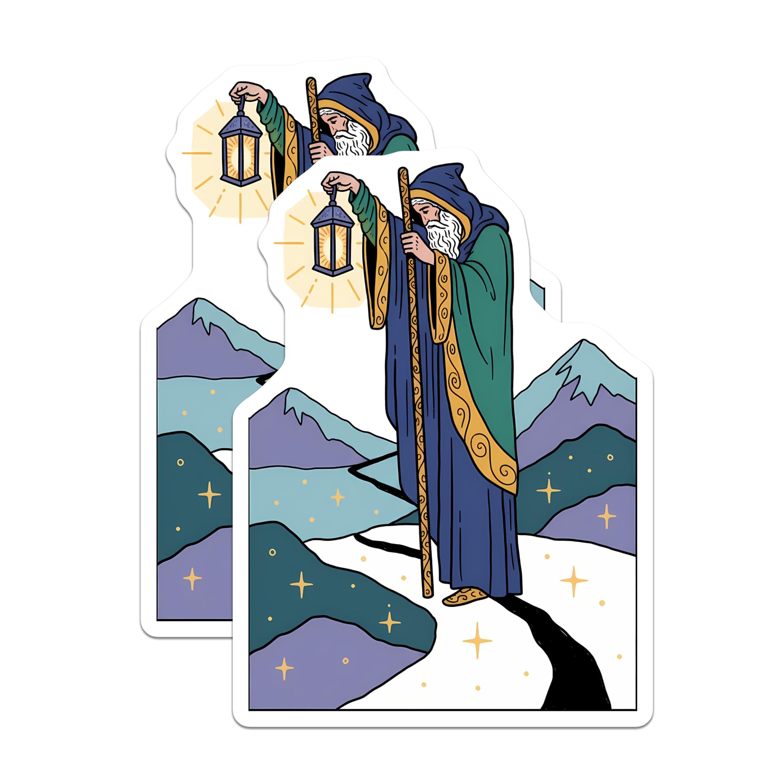 (2 Pack) Wise Elder Magnets - Enchanted Wizard Decor - Lantern Light Adventure - Fantasy Home Accents - 5 Inches On Longest Side - Thick Durable Magnet - Made in USA - MAG21536