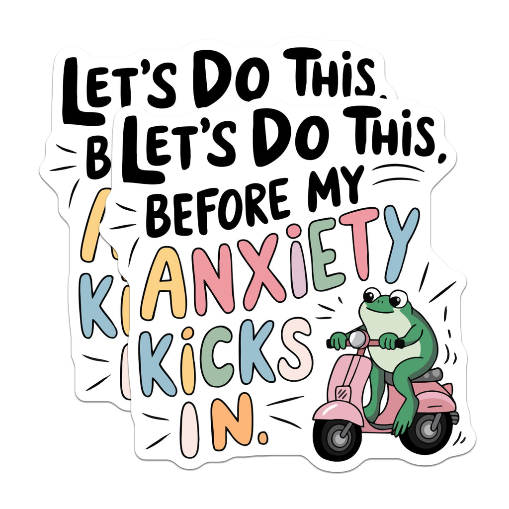 (2 Pack) Anxiety Frog Magnets - Scooter Humor Decor - Mental Health Reminder Art - 5 Inches On Longest Side - Thick Durable Magnet - Made in USA - MAG22745