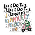 (2 Pack) Anxiety Frog Magnets - Scooter Humor Decor - Mental Health Reminder Art - 5 Inches On Longest Side - Thick Durable Magnet - Made in USA - MAG22745