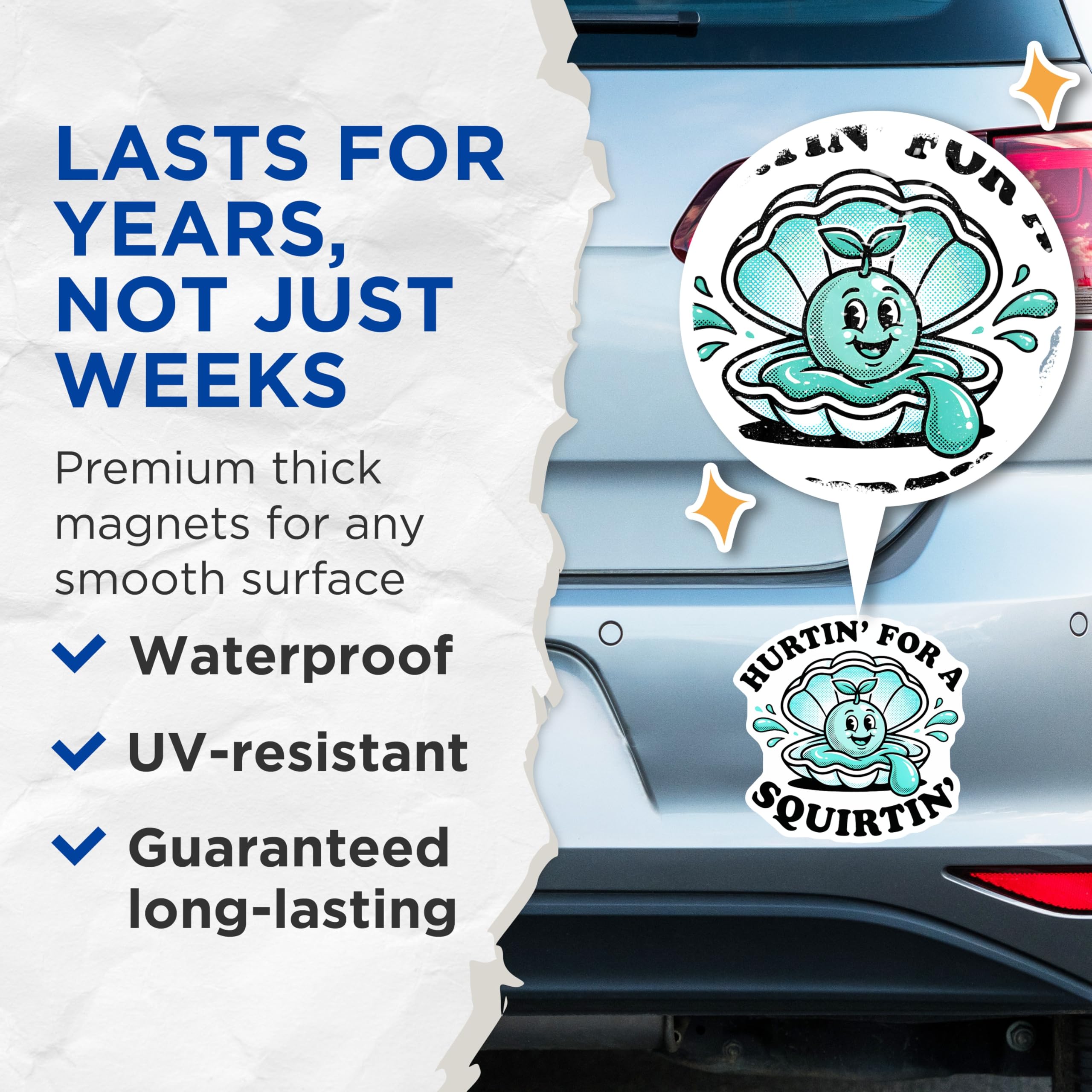 (2 Pack) Hurtin for A Squirtin Magnets - Funny Slogan - Raunchy Humor Fridge Magnets - 5" On Longest Side - Premium Magnet - for Cars, Refrigerators, Toolboxes, Lockers - Made in USA - MAG15118