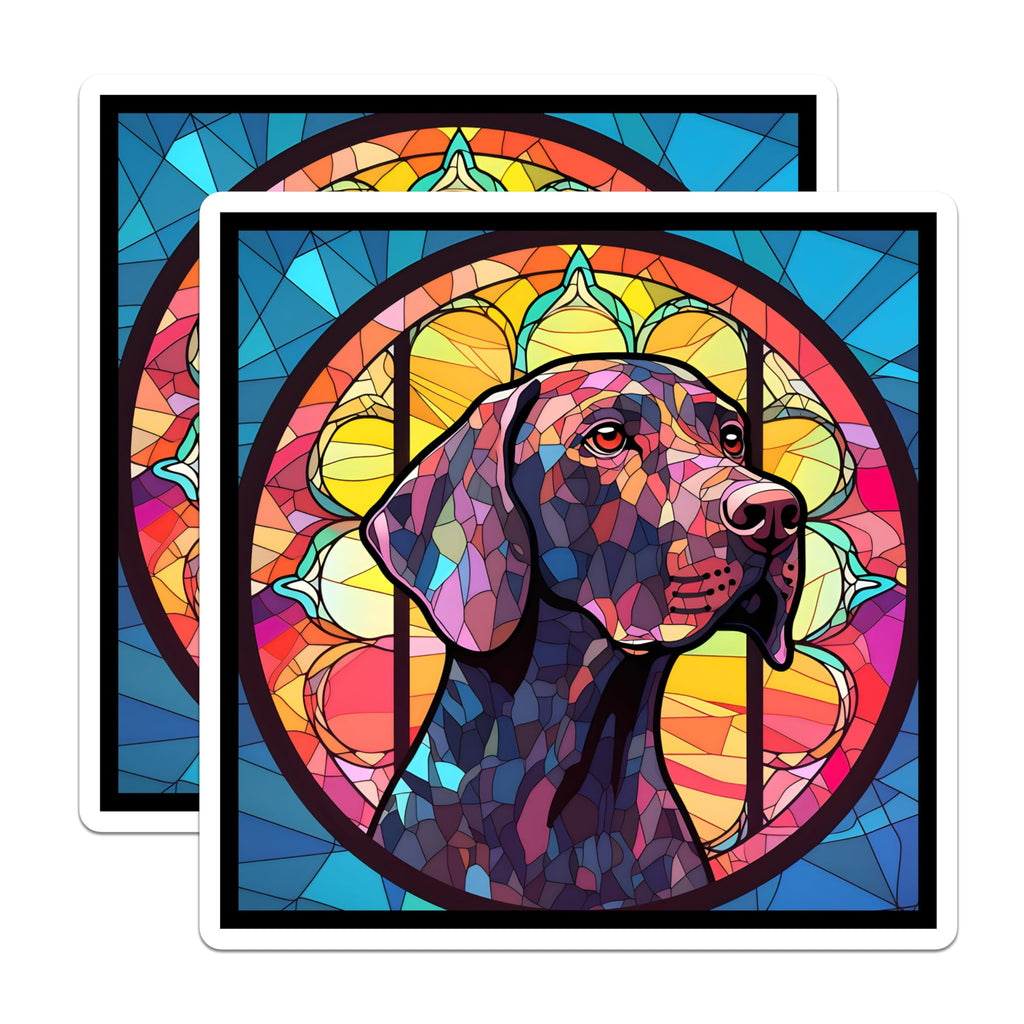 (2 Pack) German Shorthaired Pointer Magnets - Stained Glass Dog Art - GSP Lover Decor - 5" On Longest Side - Premium Magnet - for Cars, Refrigerators, Toolboxes, Lockers - Made in USA - MAG15456