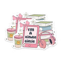 (2 Pack) I'm A Kindle Girlie Stickers - Book Lover - Reading Accessories - 5" On Longest Side - Sticks to Smooth Flat Surfaces - Made in USA - BMCS6425