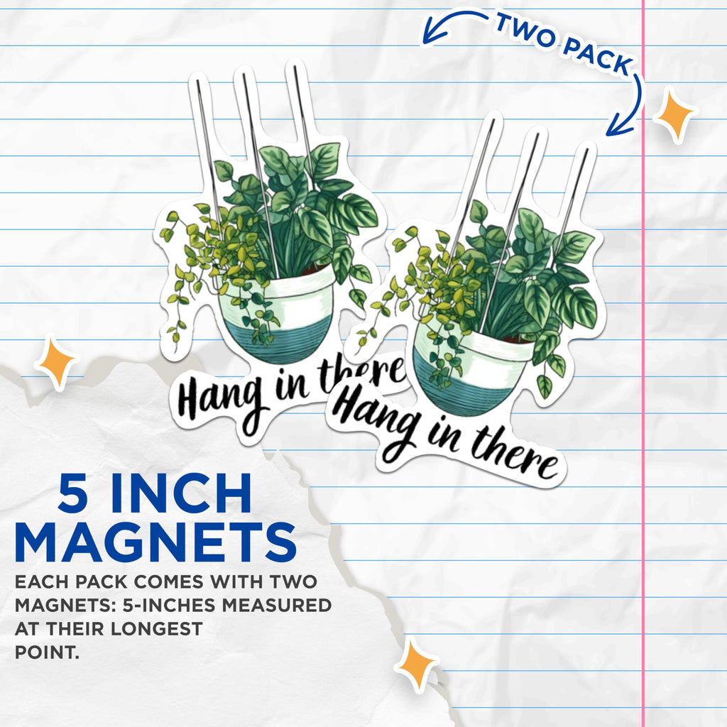 (2 Pack) Hang in There Plant Magnets - Plant Mama Gardener - Love to Garden - 5 Inches On Longest Side - Premium Magnet - for Cars, Refrigerators, Toolboxes - Made in USA - MAG2141