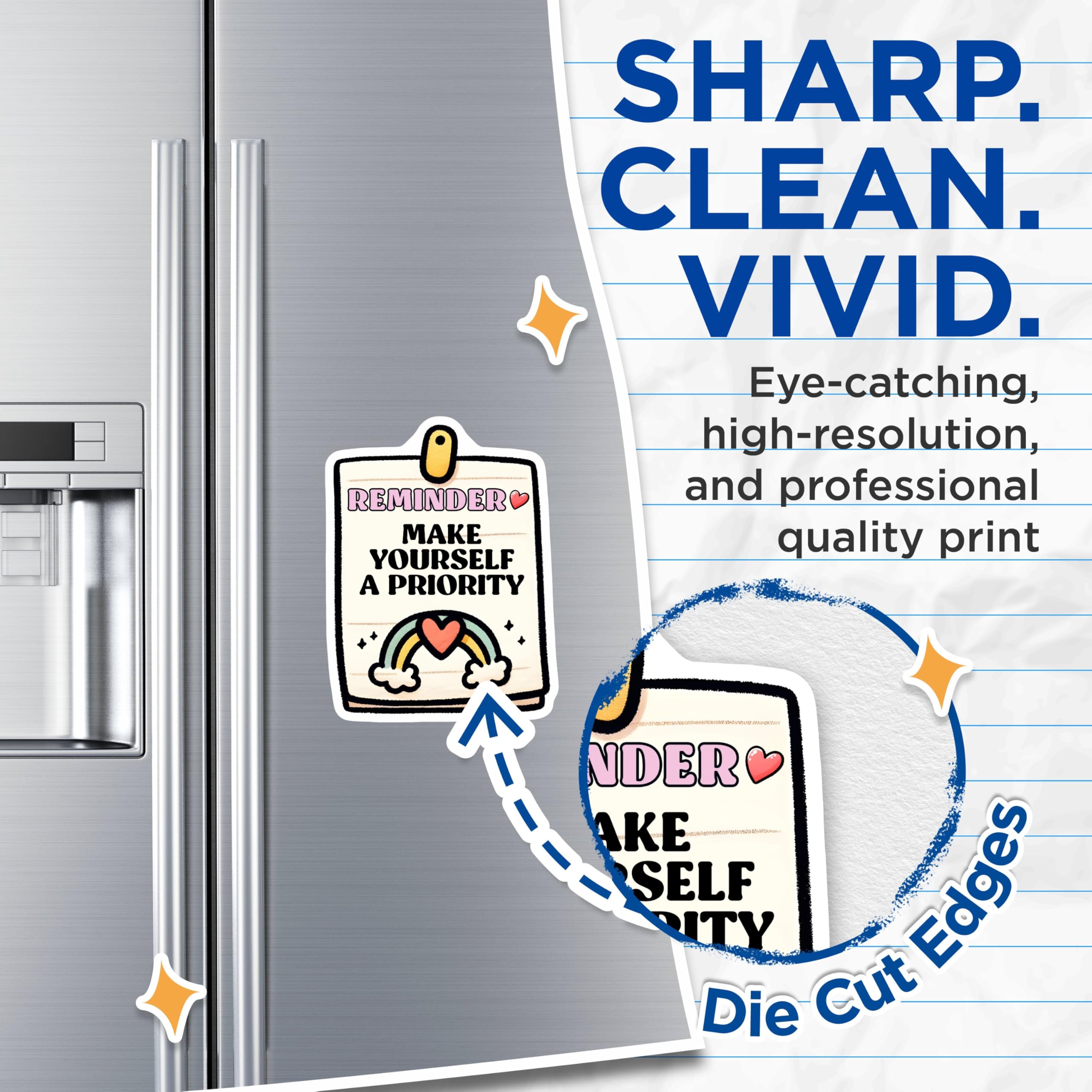 (2 Pack) Reminder Make Yourself A Priority Magnets - Motivational Message Magnets - Positive Reminder Decor - 5" On Longest Side - for Cars, Refrigerators, Toolboxes, Lockers - Made in USA BMCS3249