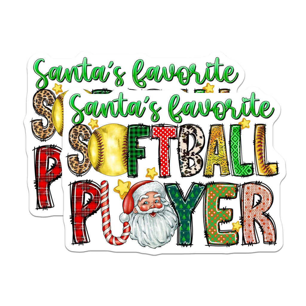 (2 Pack) Santa Softball Player Magnets - Christmas Softball Decor - Holiday Sports Enthusiast - 5 Inches On Longest Side - Thick Durable Magnet - Made in USA - MAG24761