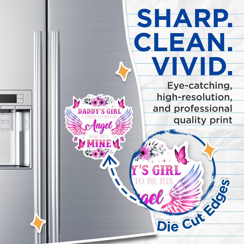 (2 Pack) Daddy's Girl Magnets - I Used to Be His Angel Magnets - Now He's Mine Magnets- 5" On Longest Side - for Fridges, Toolboxes, Cars - Made in USA - MAG3027