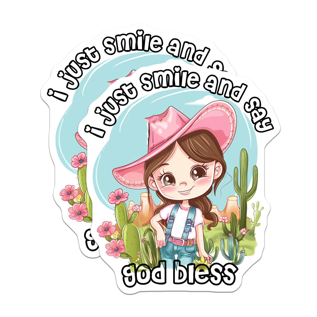 (2 Pack) Cute Cowgirl Magnets - God Bless Quote - Western Desert Decor - Positive Vibe Refrigerator Magnets - 5 Inches On Longest Side - Thick Durable Magnet - Made in USA - MAG36484