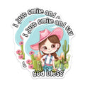 (2 Pack) Cute Cowgirl Magnets - God Bless Quote - Western Desert Decor - Positive Vibe Refrigerator Magnets - 5 Inches On Longest Side - Thick Durable Magnet - Made in USA - MAG36484